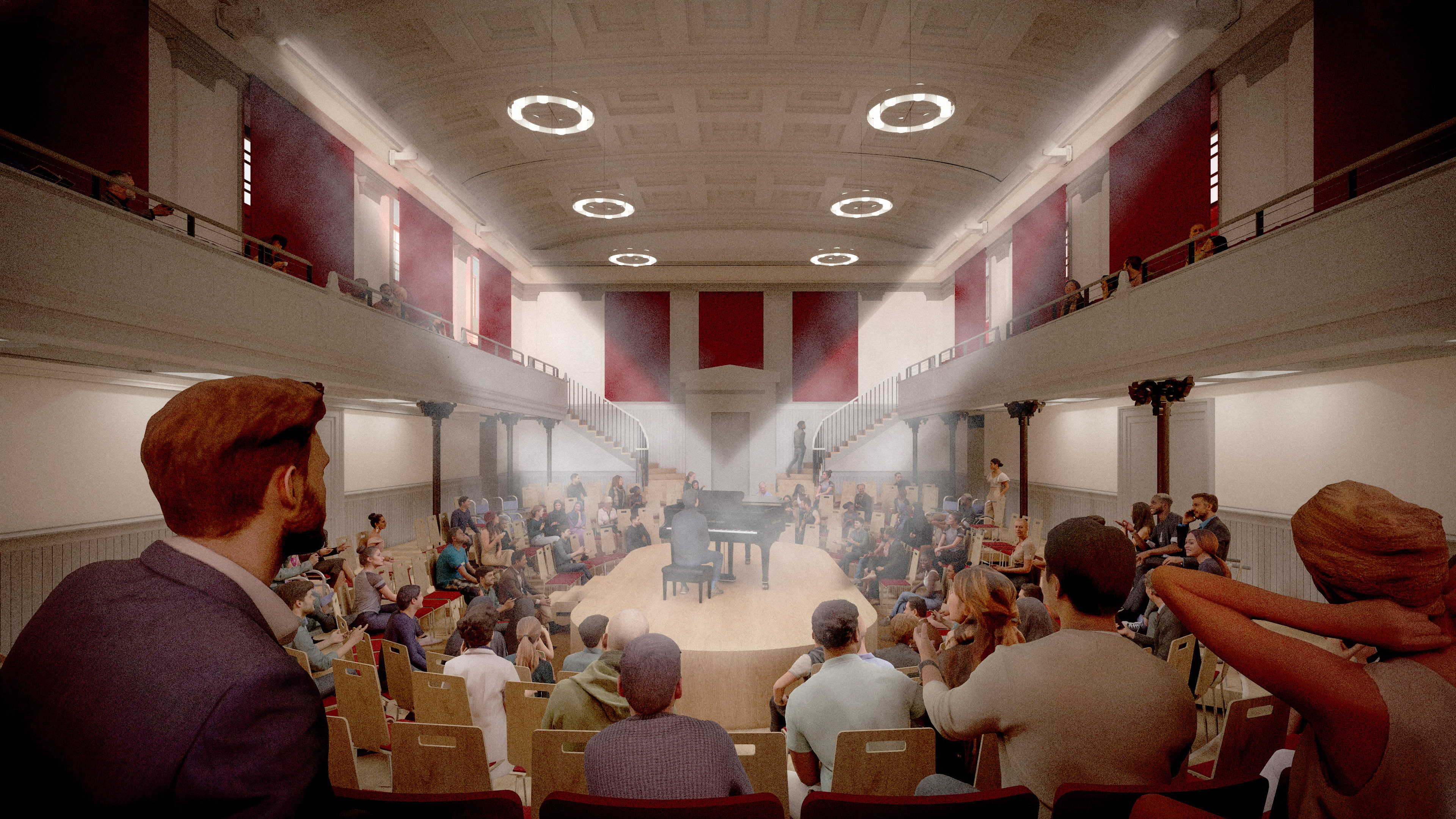 CGI of musical performance in main hall